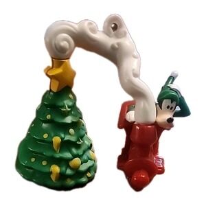 Vintage Disney Christmas  Goofy And Red Train Plastic Ornament